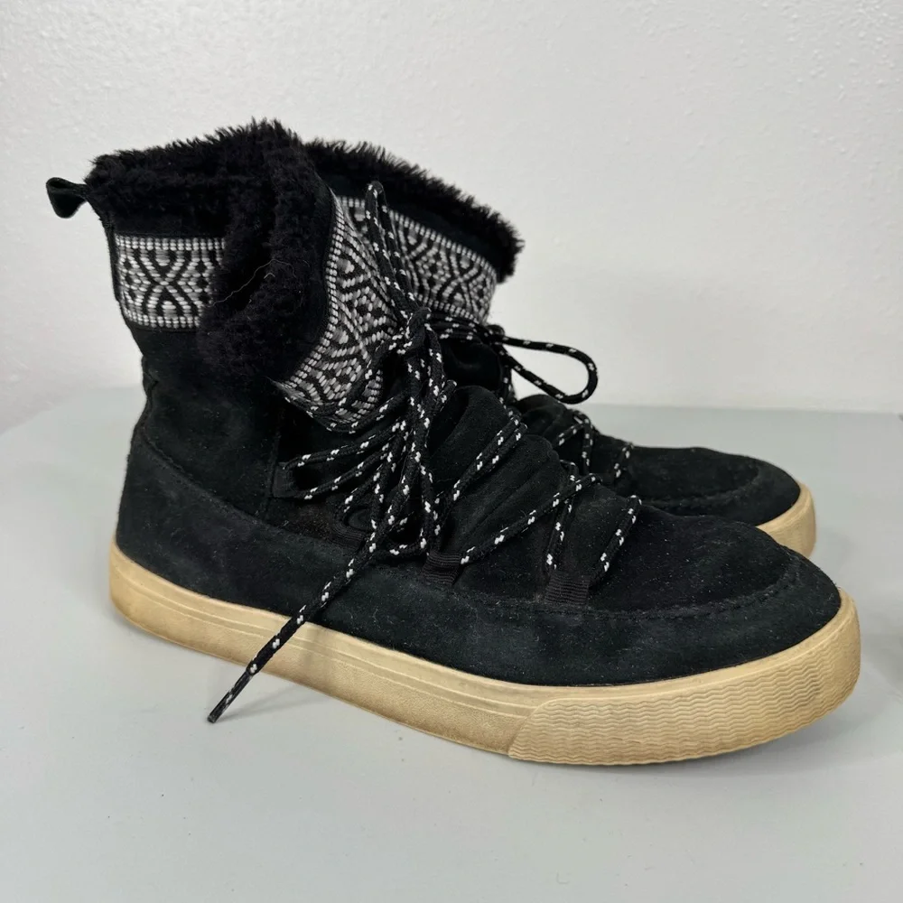 Toms Black‎ Lace Up Winter Shoes Size 9.5